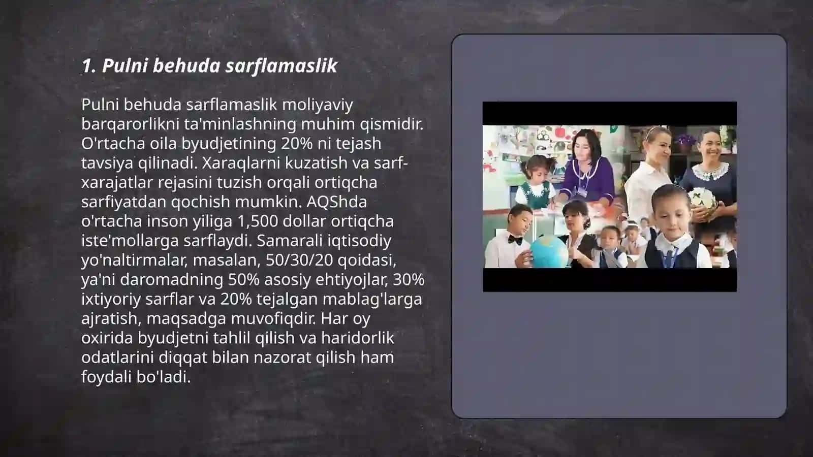 Kichik maktab yoshidagi o'quvchilarni tejamkorlikka orgatish 3