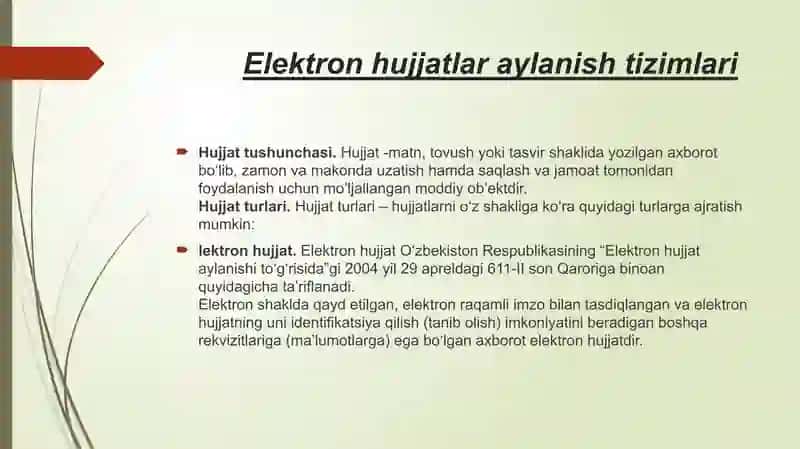 Elektron hujjat almashish tizimlari. 3