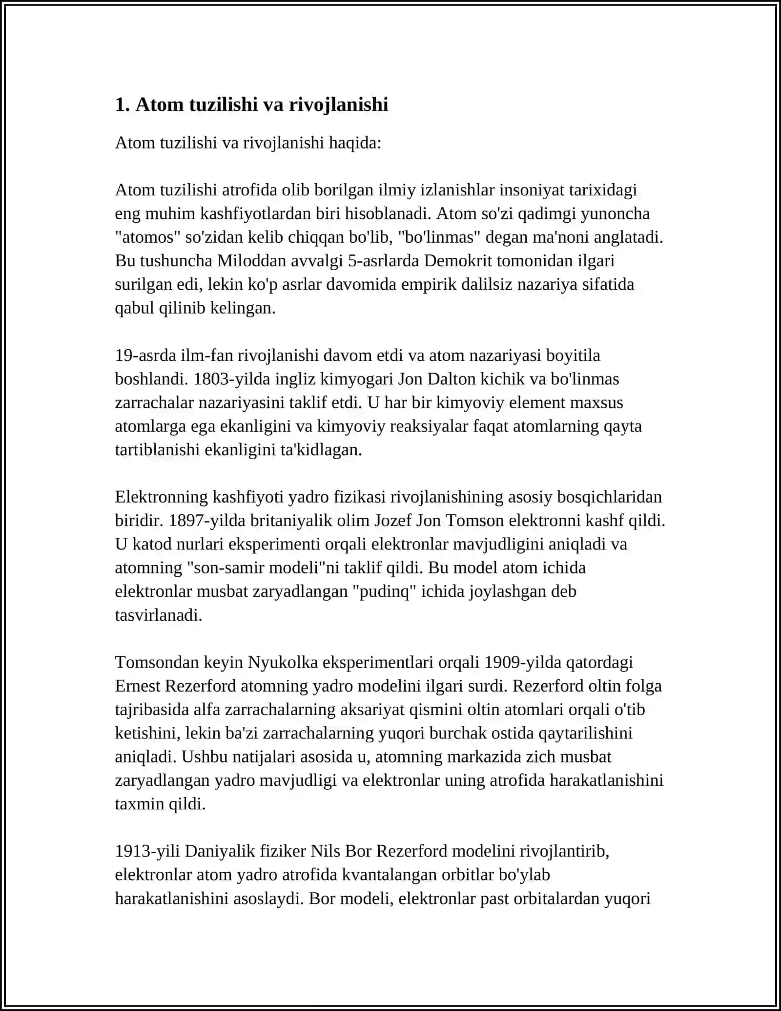 ATOM TUZILISHINING PLANETAR MODELI 3
