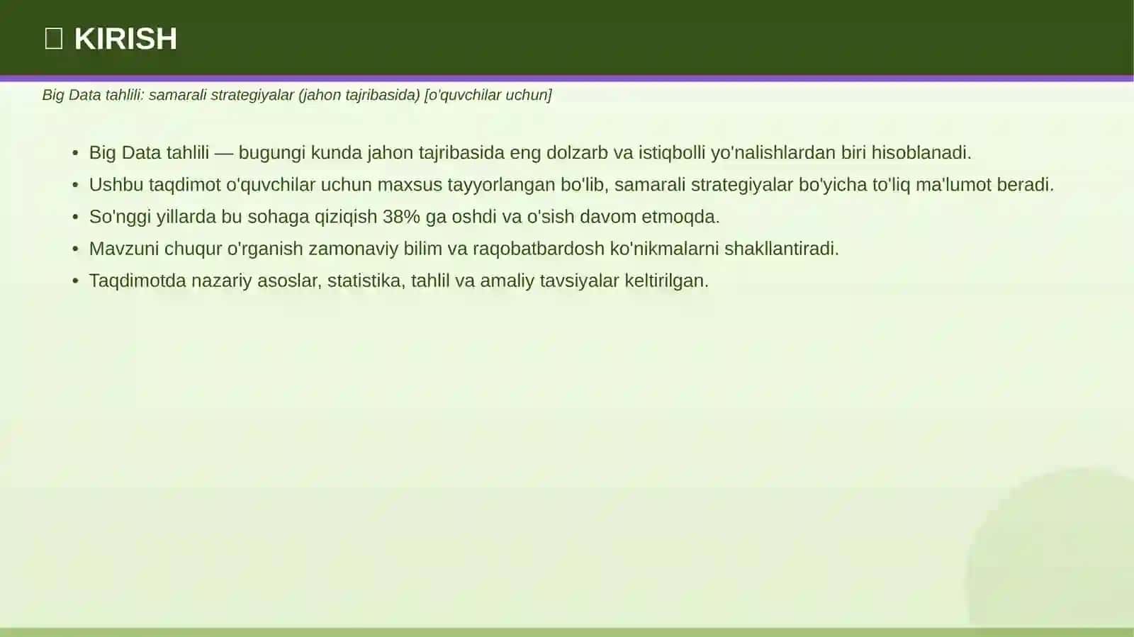 Big Data tahlili: samarali strategiyalar (jahon tajribasida) [o'quvchilar uchun] 3