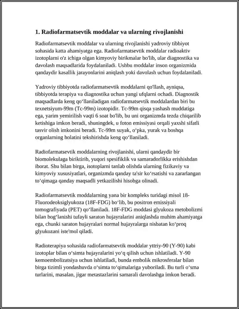 Radiofarmatsevtik moddalar va ularning rivojlanishi 3