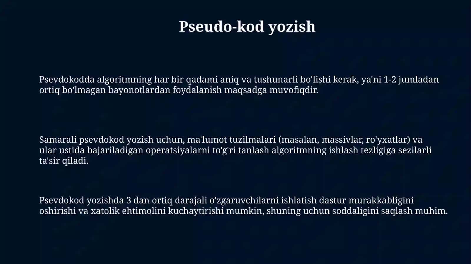 Algoritmlarni to‘liq tuzish bosqichlarinio‘rganish 3