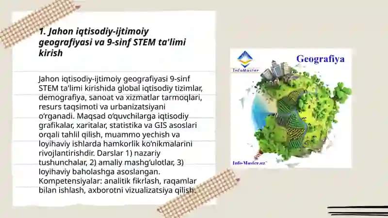 Jahon iqtisodiy-ijtimoiy geografiyasi va 9-sinf STEM ta'limi 3