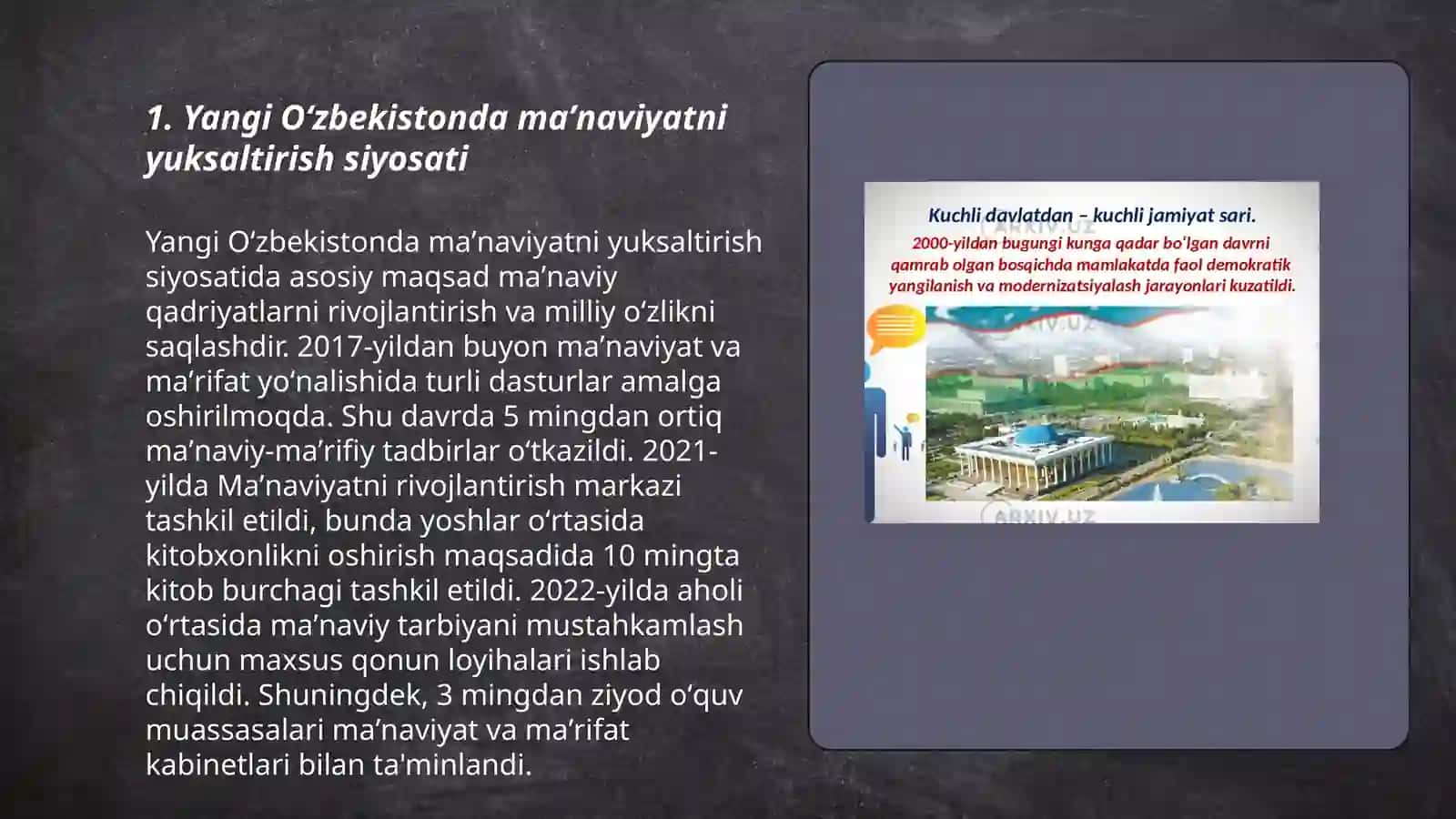 Yangi Oʻzbekistonda maʼnaviyatni yuksaltirish siyosati 3
