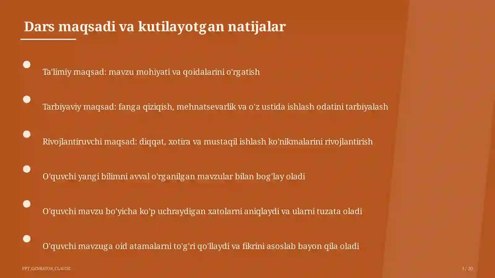 Dars rejasi 3