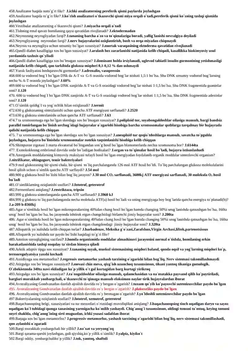 BIOLOGIYA SAVOL JAVOB 3