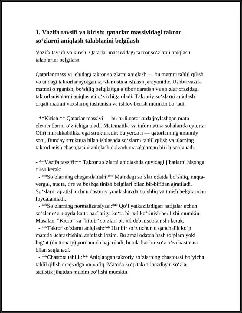 QATARLAR MASSIVINDEGI TÁKIRARLANIWSHI SÓZLERDI ANIQLAP, OLARDI ÓSHIRIWSHI PROGRAMMA DÚZIŃ 3