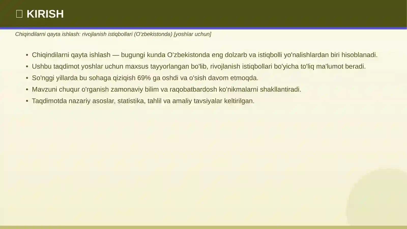 CHIQINDILARNI QAYTA ISHLASH 3