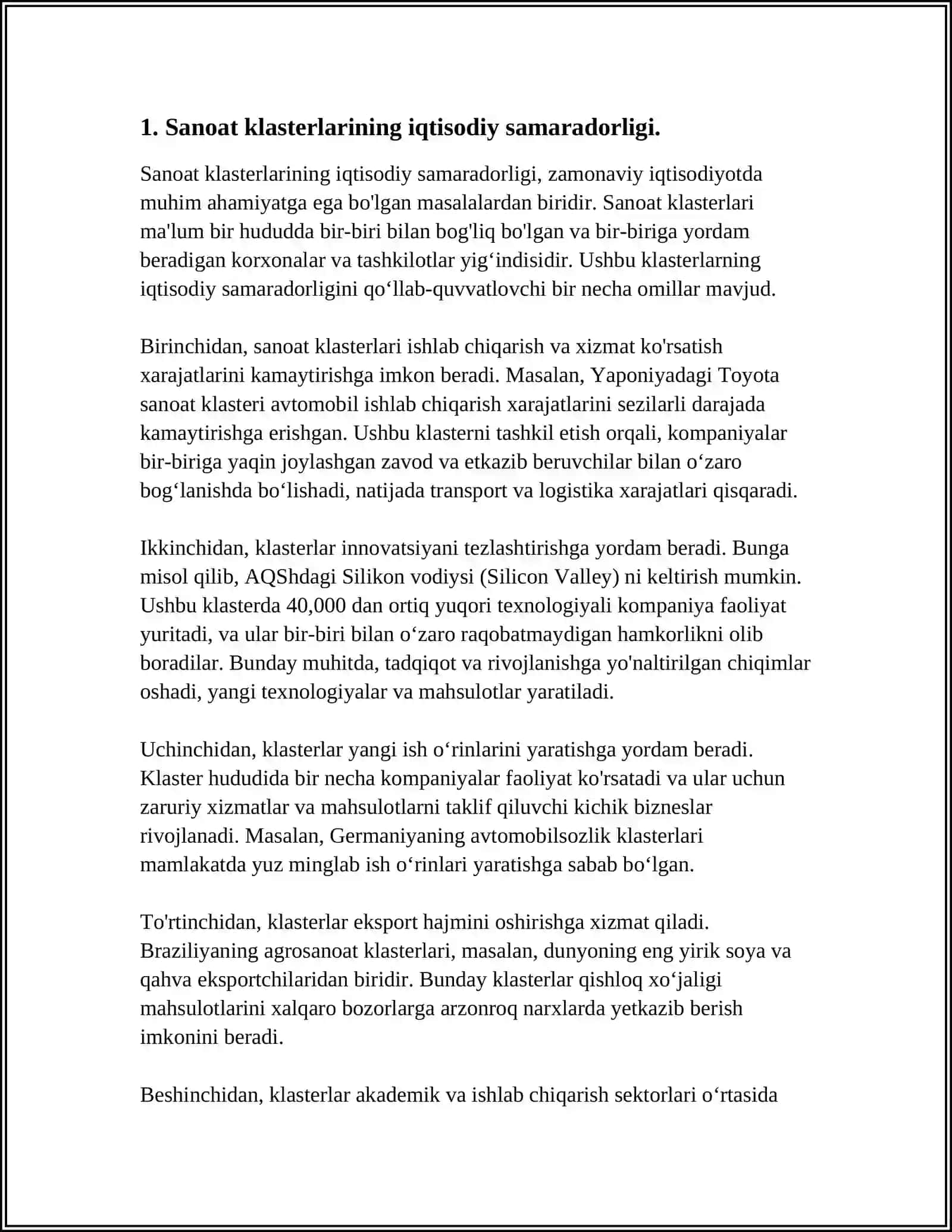 SANOAT KLASTERLARINI AMALIYOTDA QO’LLASH 3