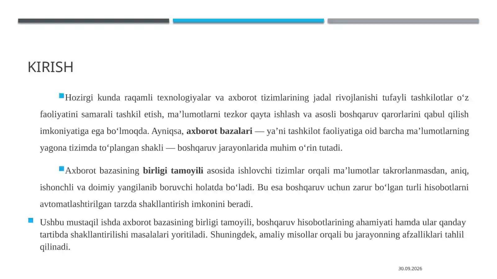 Axborotbazasining birligiasosi da boshqaruv hisobotini shakllantirish 3