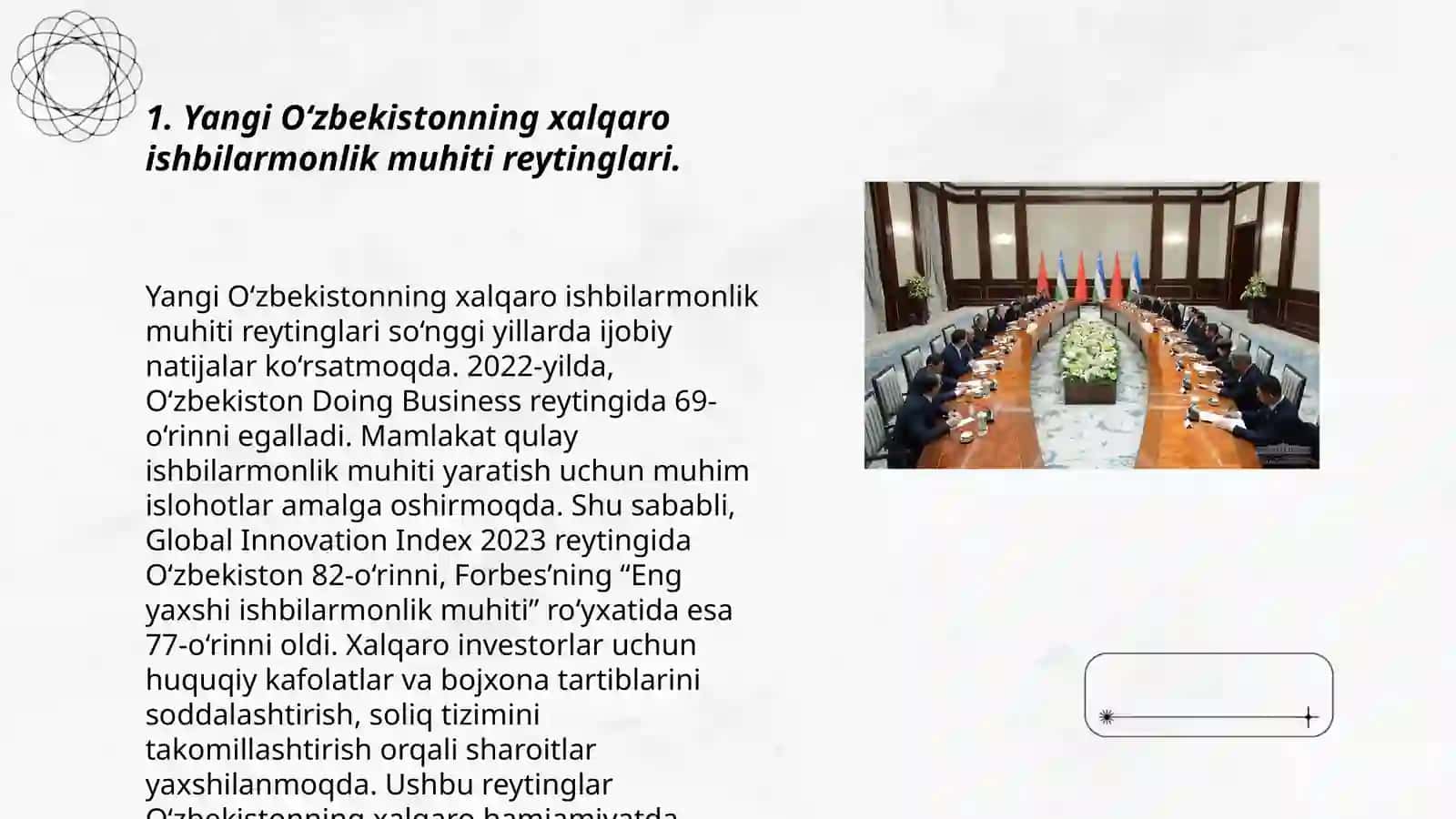 Yangi O‘zbekiston ijtimoiy-siyosiy, iqtisodiy va madaniy hayotida roʻy berayotgan oʻzgarishlarning xalqaro reyting va indekslarda aks etishi 3