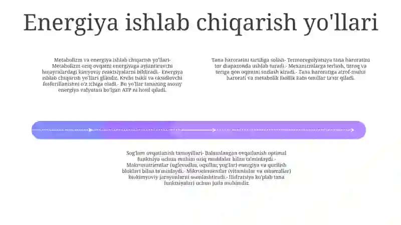 Metabolizm Va Energiyani OʻRganish. Termoregulyatsiya. ToʻGʻRi Ovqatlanish Asoslari 3