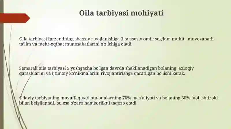 Oyila tarbiyasi mazmun mohiyati 3