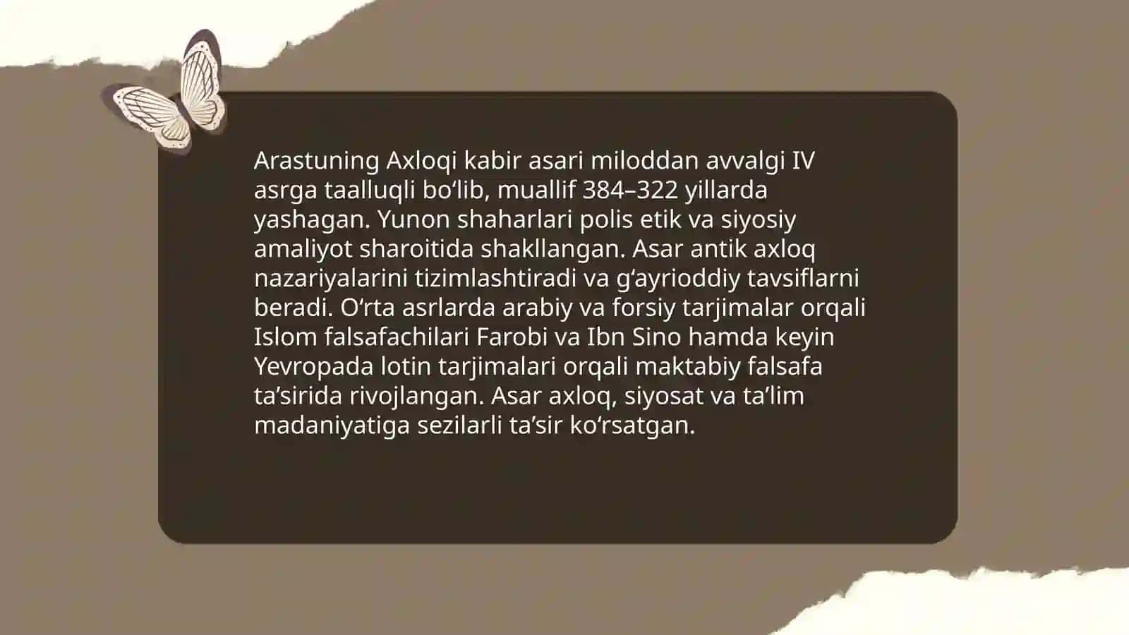 Arastuning axloqi kabir asari 3
