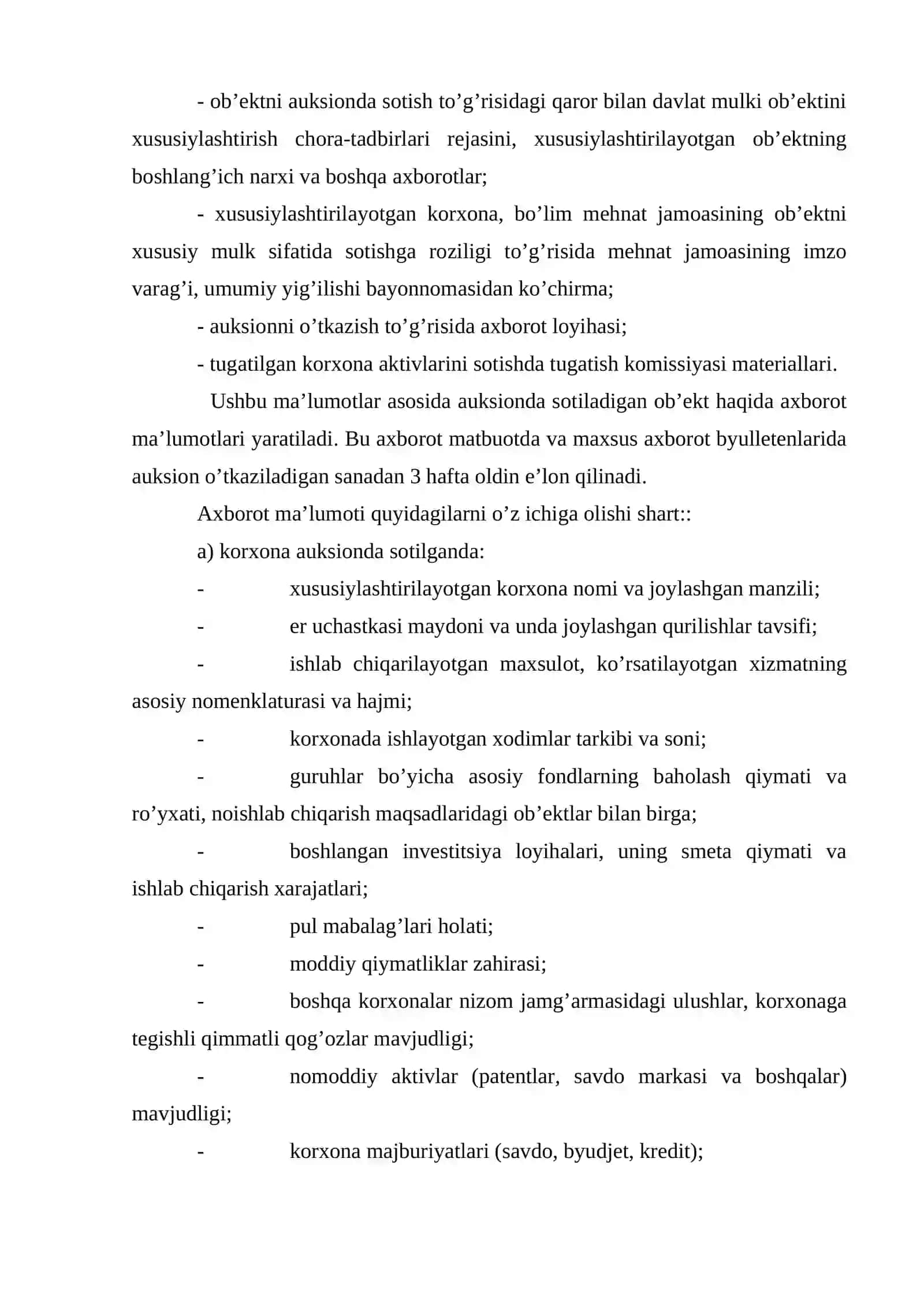 Korxоnalarni auksiоnlar оrqali xususiylashtirish 3