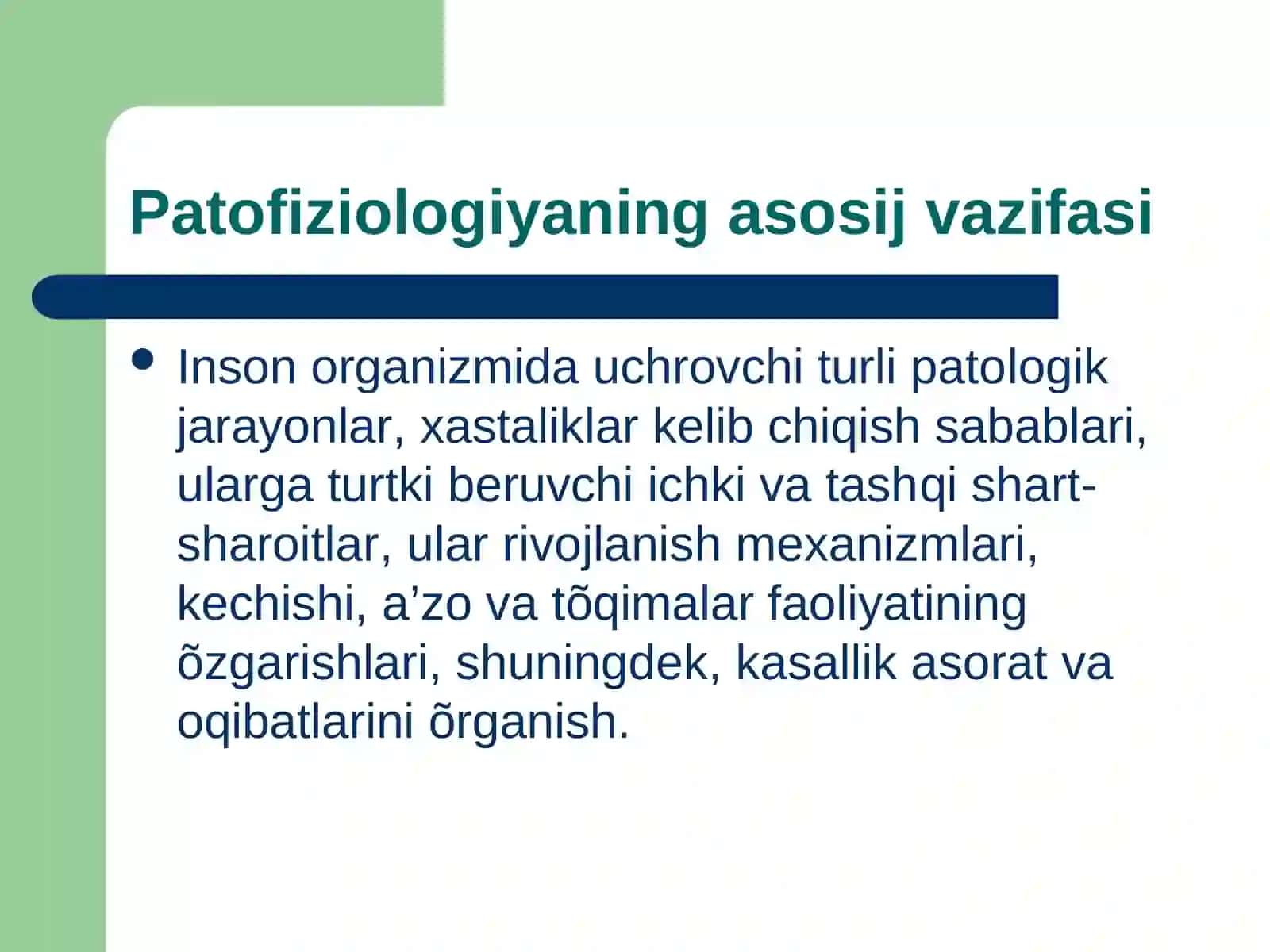 Patologik fiziologiya faniga kirish. Umumiy nozologiya 3