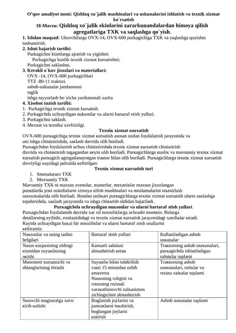 Qishloq xo`jalik ekinlarini zararkunandalardan himoya qilish agregati 3