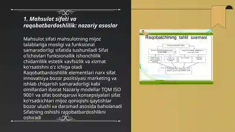 Mahsulot sifati va raqobatga bardoshliligining tahlili 3