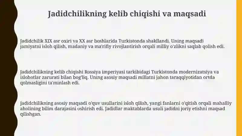 Jadid ma’rifatparvarlarining o‘lka ijtimoiy-ma’naviy hayotida tutgan o‘rni 3