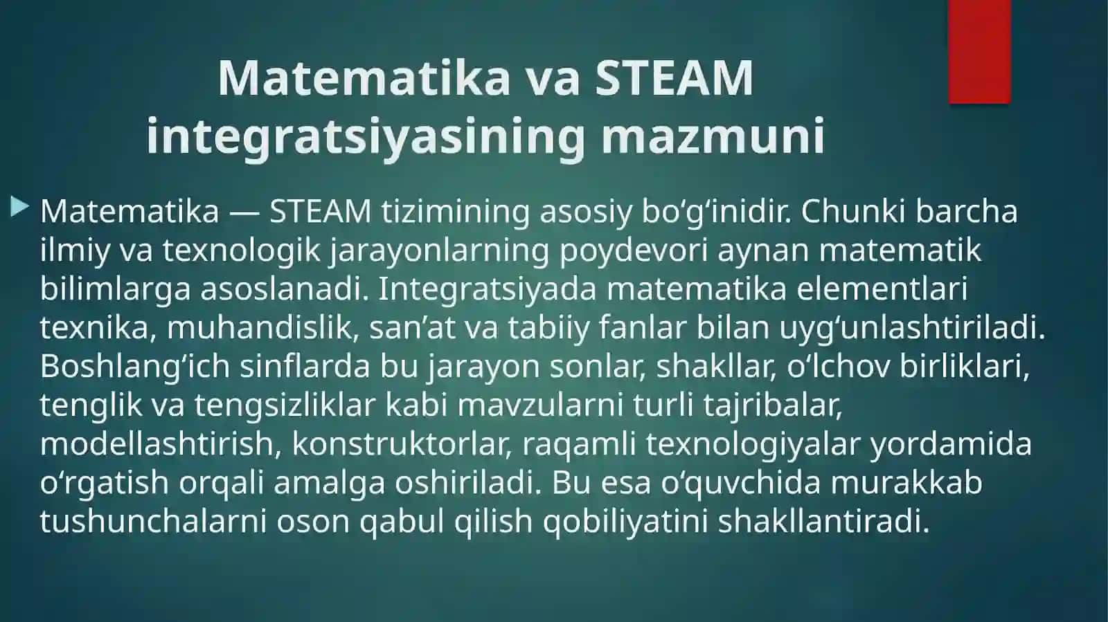 Boshlang‘ich sinflarda matematika fanini STEAM fani bilanfanlararobog‘lanishi 3