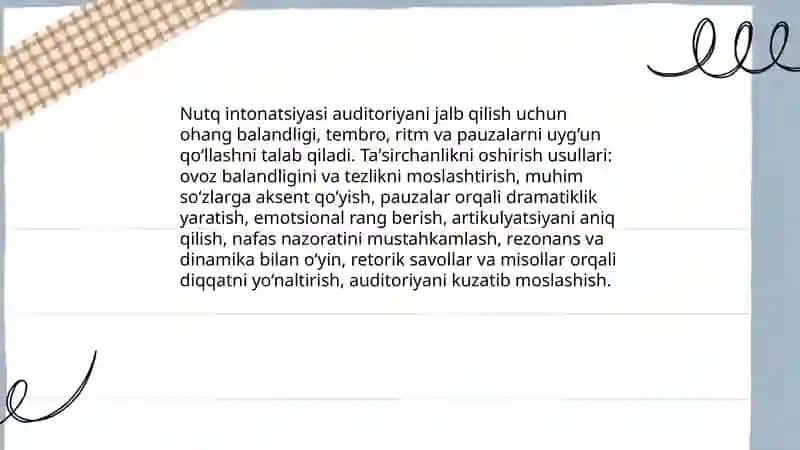 Tinglovchi ta'sirchanlikni oshirish usullari va badiiy idrok 3