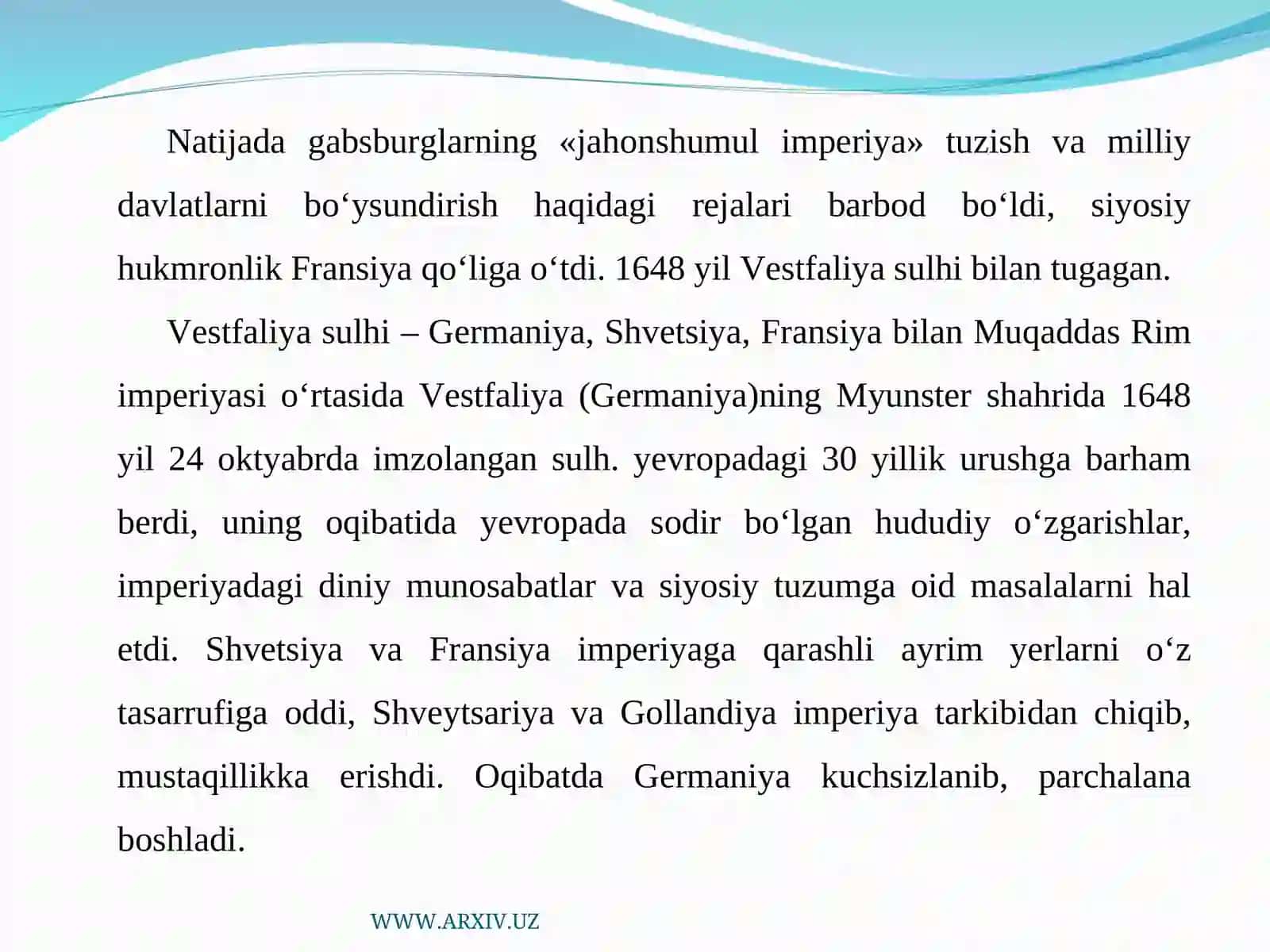 O‘ttiz yillik urush va Vestfaliya sulhi 3