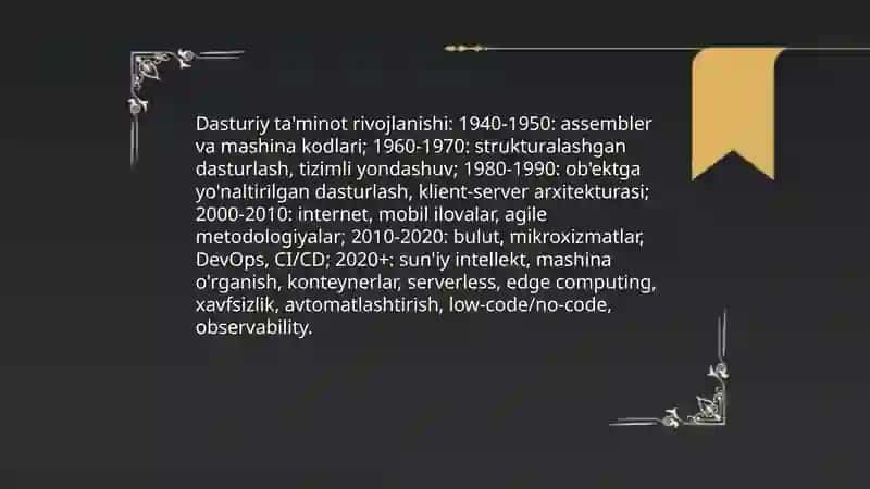 Dasturiy ta'minot va uning rivojlanib borish tendentsiyalari 3