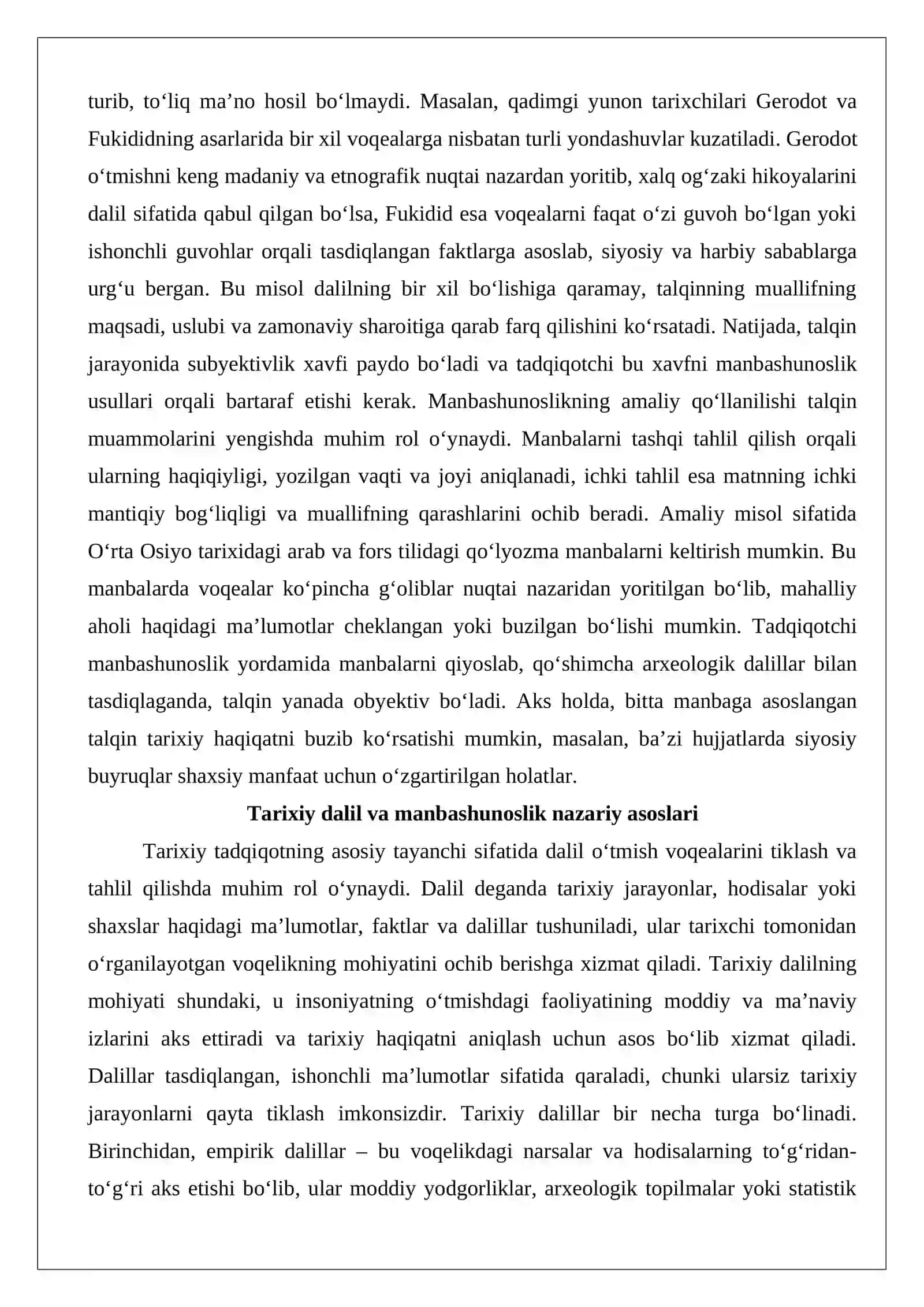 Tarixiy tadqiqotlarda dalil va talqin: manbashunoslik va interpretatsiya muammolari 3