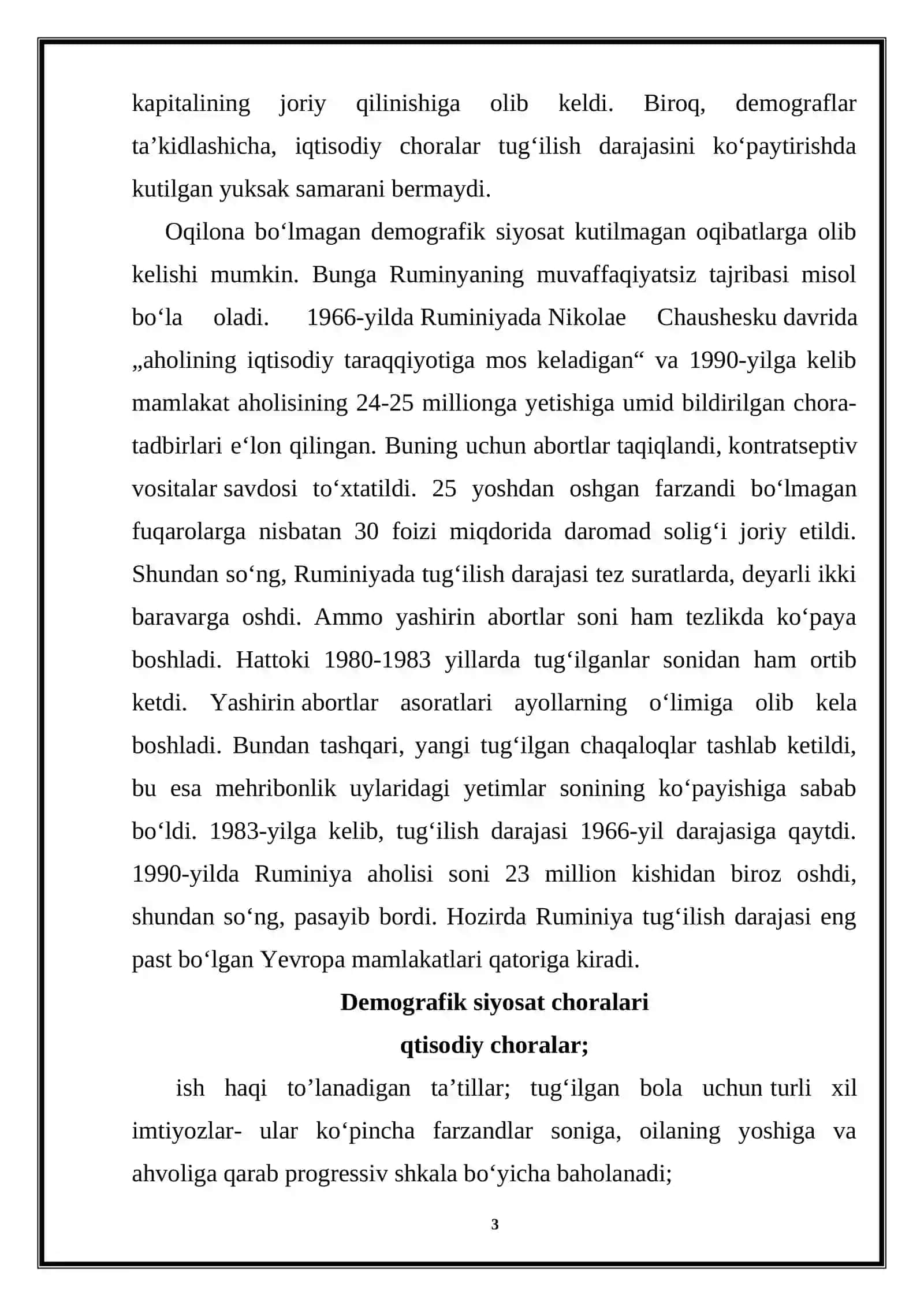 Demografik siyosat tarkibi va amalga oshirish yo'llari 3