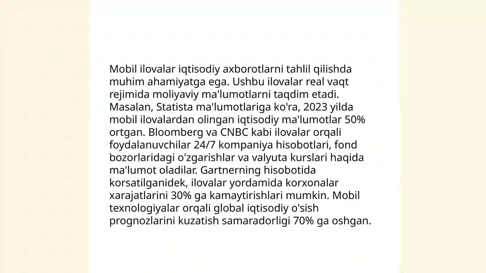 Mobil ilovalar iqtisodiy axborotlarni tahlil qilishda muhim ahamiyatga ega 3