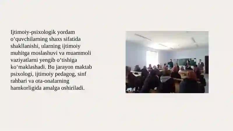 Maktab talim muassasalari ijtimoiy psixologik yordam koʻrsatish 3