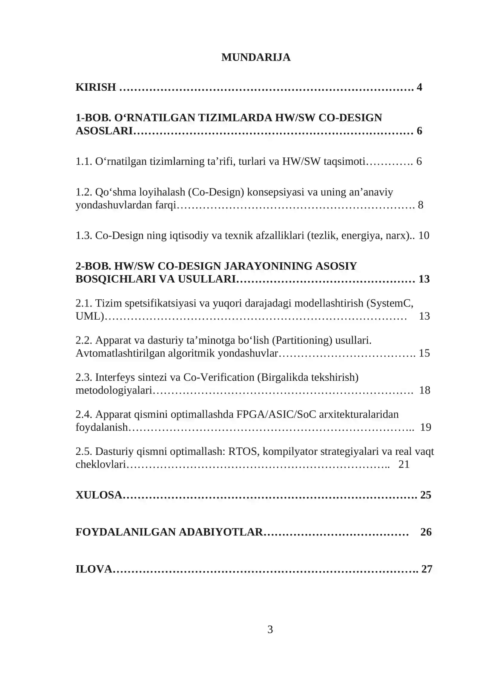 O‘RNATILGAN TIZIMLARDA APPARAT VA DASTURIY TA’MINOTNING QO‘SHMA LOYIHALASH USULLARI (HW/SW CO-DESIGN) 3