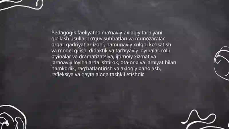 Pedagogik foaliyatda tarbiya turlari va usullaridan foydalanish imkonnniyatlari 3