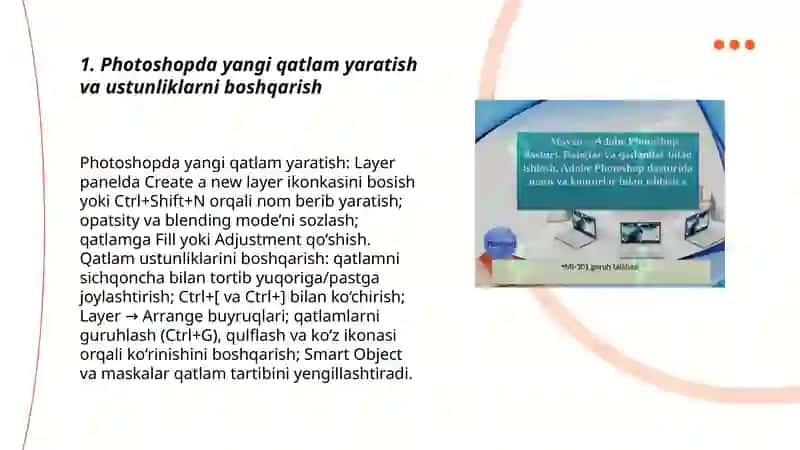 Adobe Photoshopda qatlamlar(layers) bilan ishlash tehnikasi Najmiddinova Sevinch 3