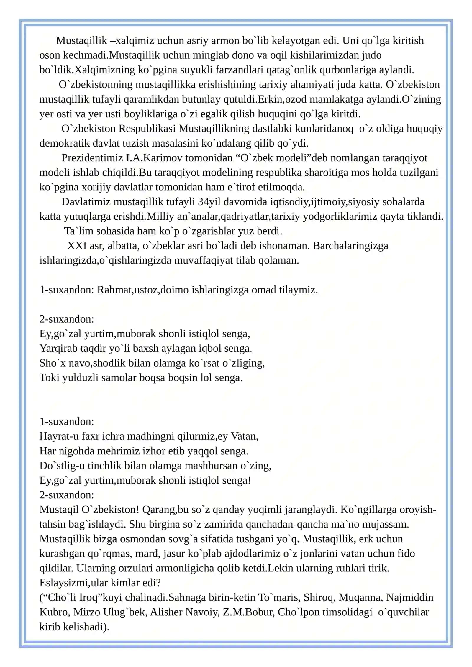 1-Sentyabr mustaqillik tadbir ssenariysi 3