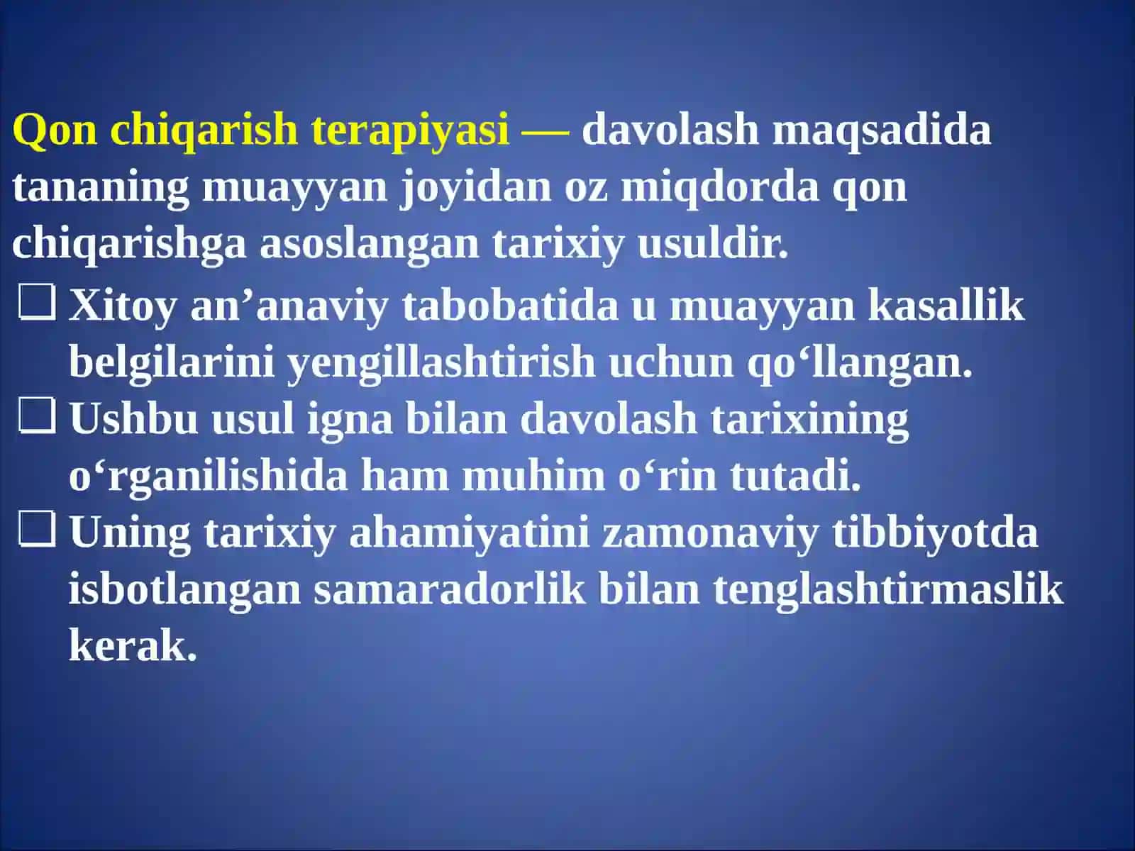 QADIMIY XITOYDA QON CHIQARISH USULI BILAN DAVOLASH 3