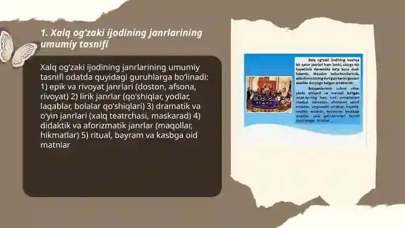 Xalq ogʻzaki ijodining janrlari. Janrlararo munosabatlar 3