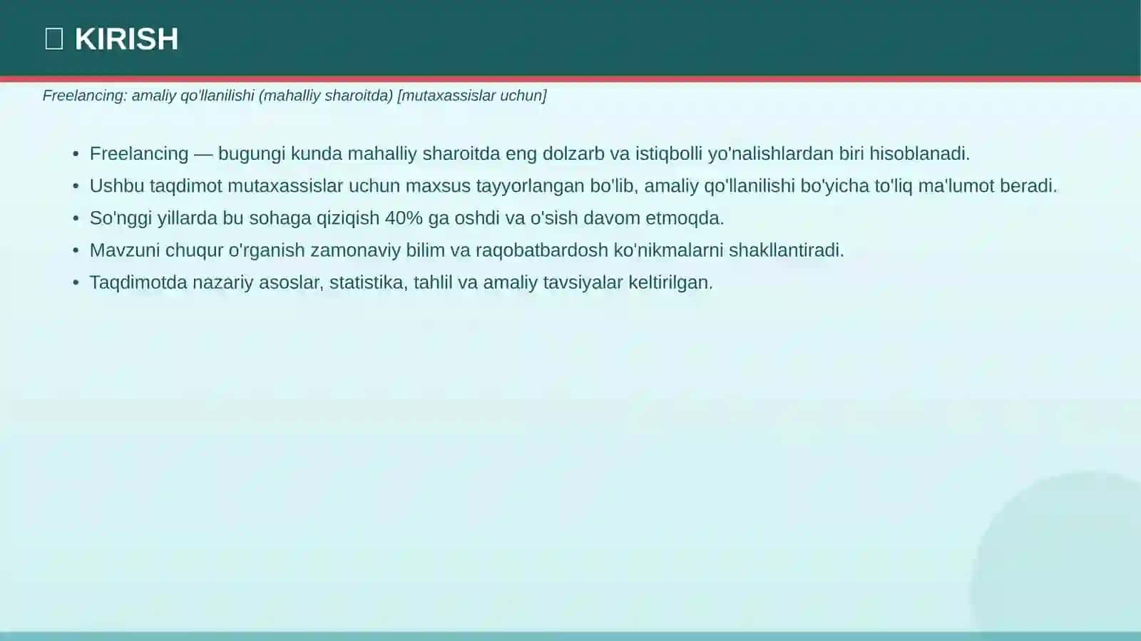 Freelancing: amaliy qo'llanilishi (mahalliy sharoitda) [mutaxassislar uchun] 3