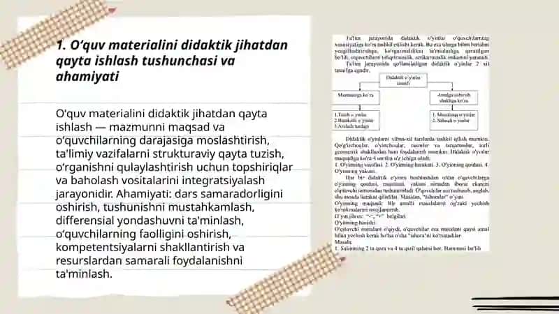 Oʻquv materialini didaktik jihatdan qayta ishlay olishni shakllantirish 3