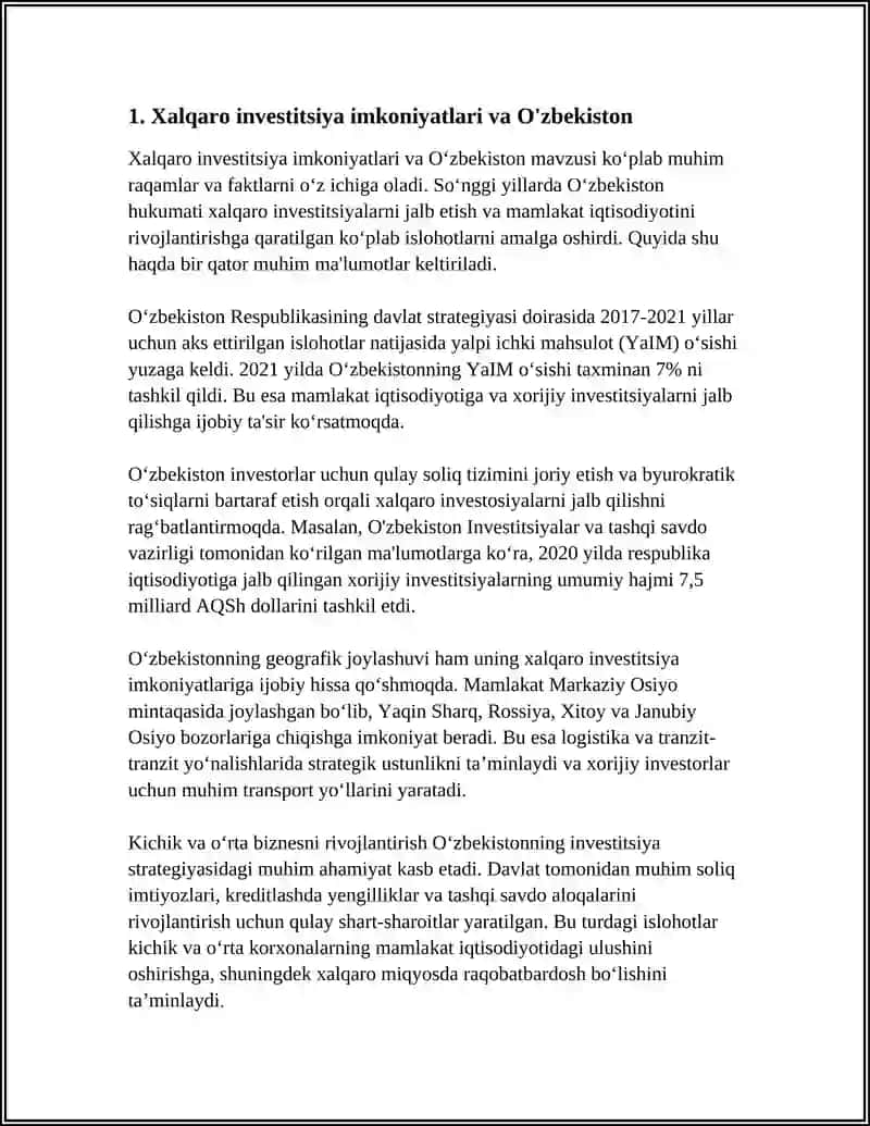 XALQARO BIZNESDAGI IMKONIYATLAR 3
