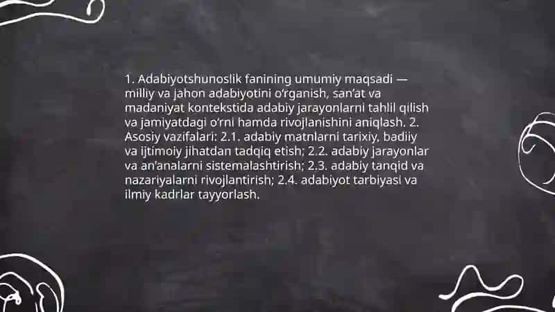 Adabiyotshunoslik fanining maqsadi va vazifalari 3