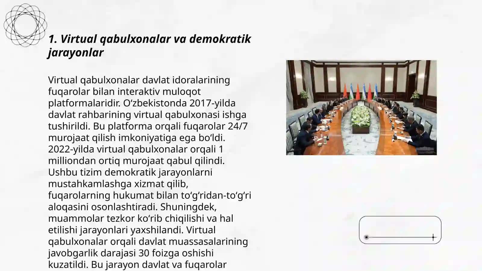 Virtual qabulxonalar jamiyatni demokratlashtirish mezoni 3