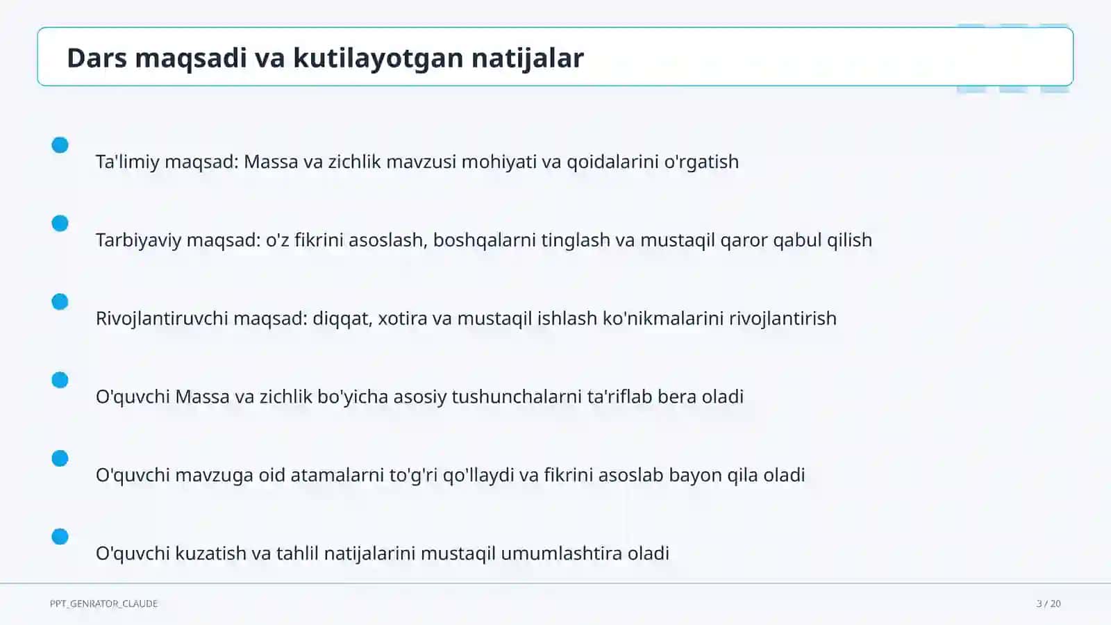 Massa va zichlik (6-sinf) 3