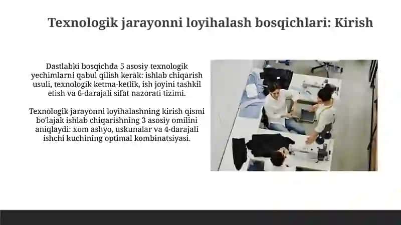 Tikuv buyumlarini ishlab chiqaraydigan texnologik jarayonlarini loyihalash bosqichlari 3