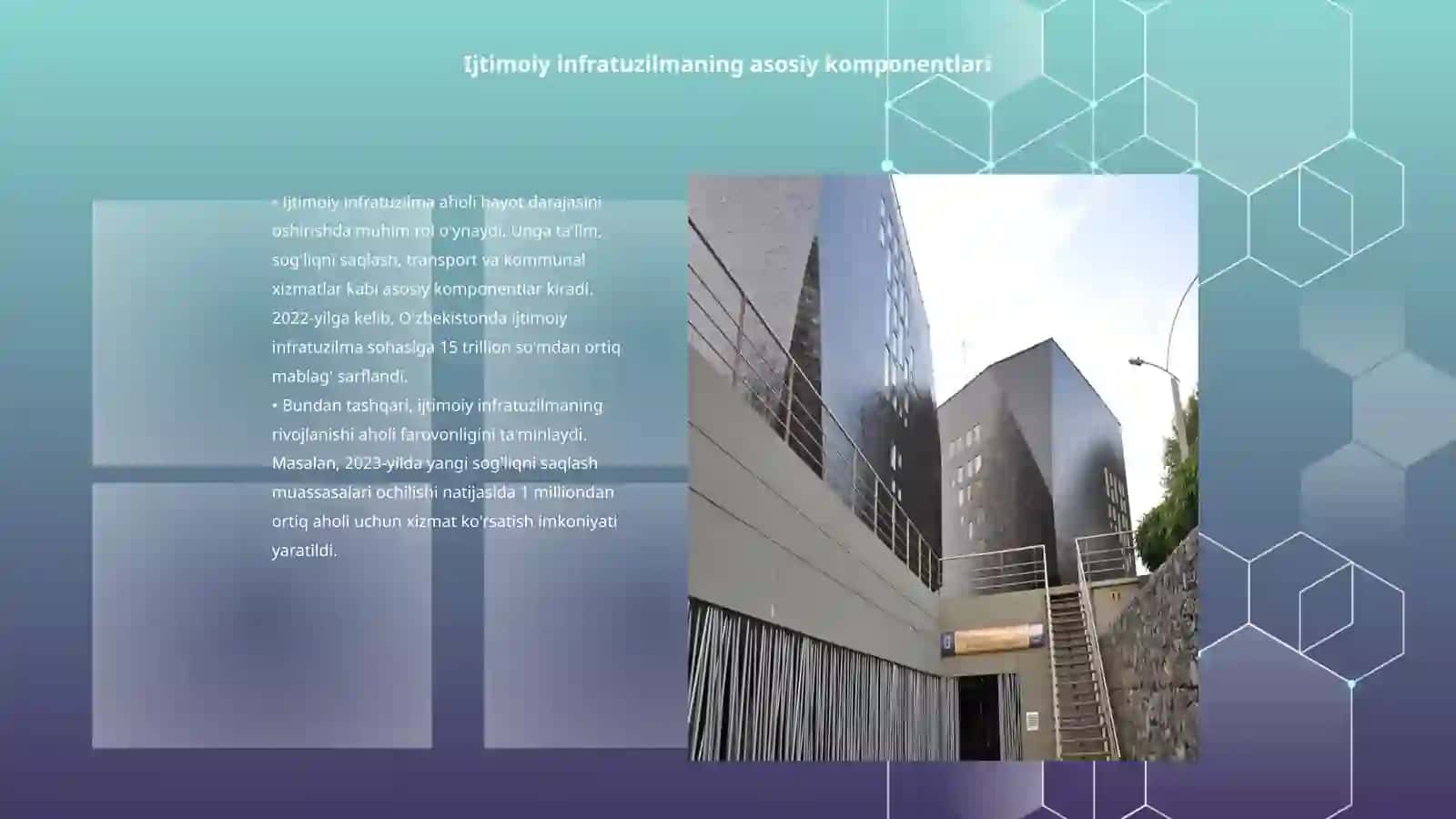 Ijtimoiy infratuzilma aholi hayot darajasini oshirishning asosiy yoʻnalishi 3