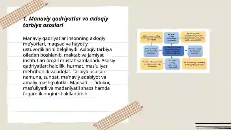 Manaviy-axloqiy tarbiya, mehnat tarbiyasi jismoniy va estetik tarbiya hamda oila tarbiyasi asoslari 3
