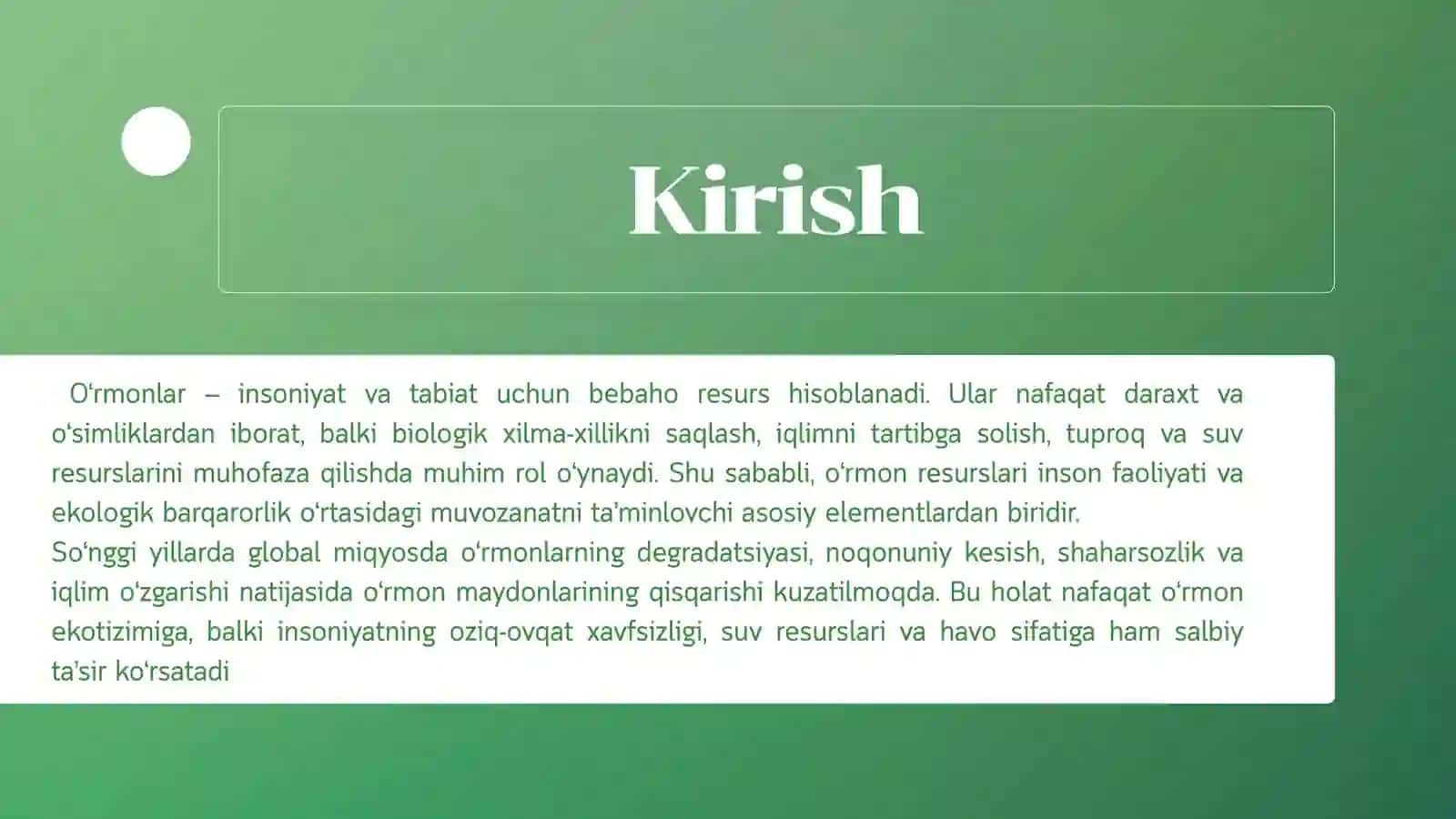 O'rmon Resurslari va Ularini Saqlash 3