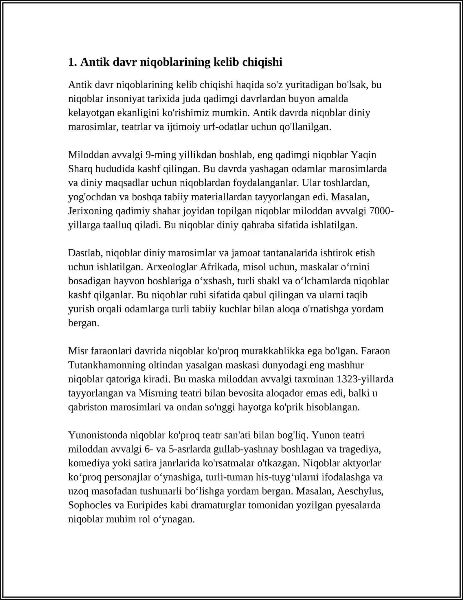 ANTIK DAVR NIQOBLARINING O’ZIGA XOSLIGIGA OID TASVIRLAR ISHLASH 3