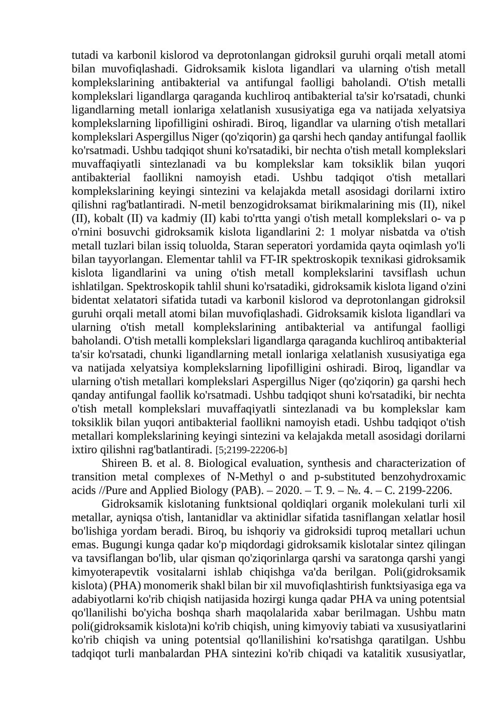 Alifatik gidroksamik kislotalar (HA) va ularning komplekslari 3