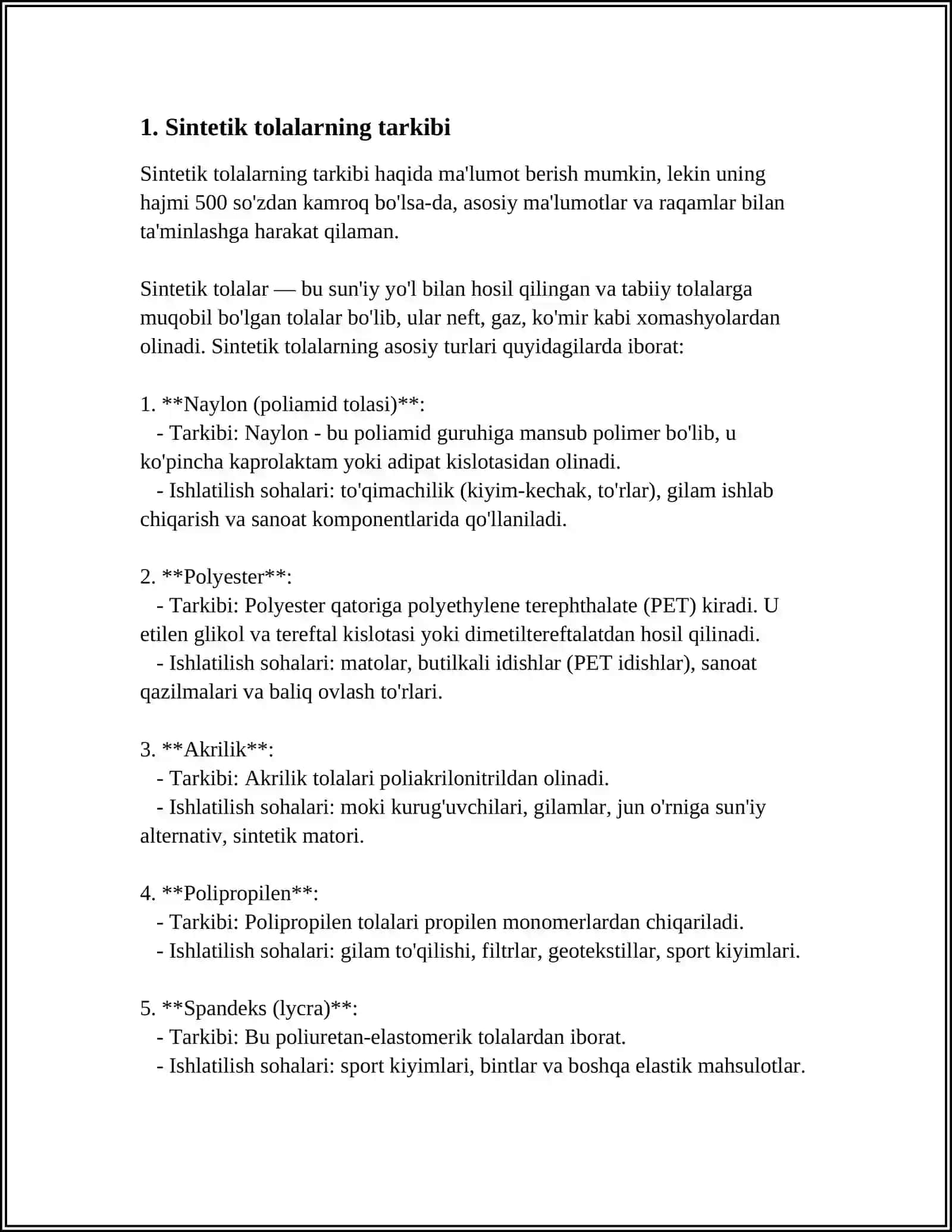 SINTETIK TOLALARNING FIZIK MEHANIK XOSSASI 3